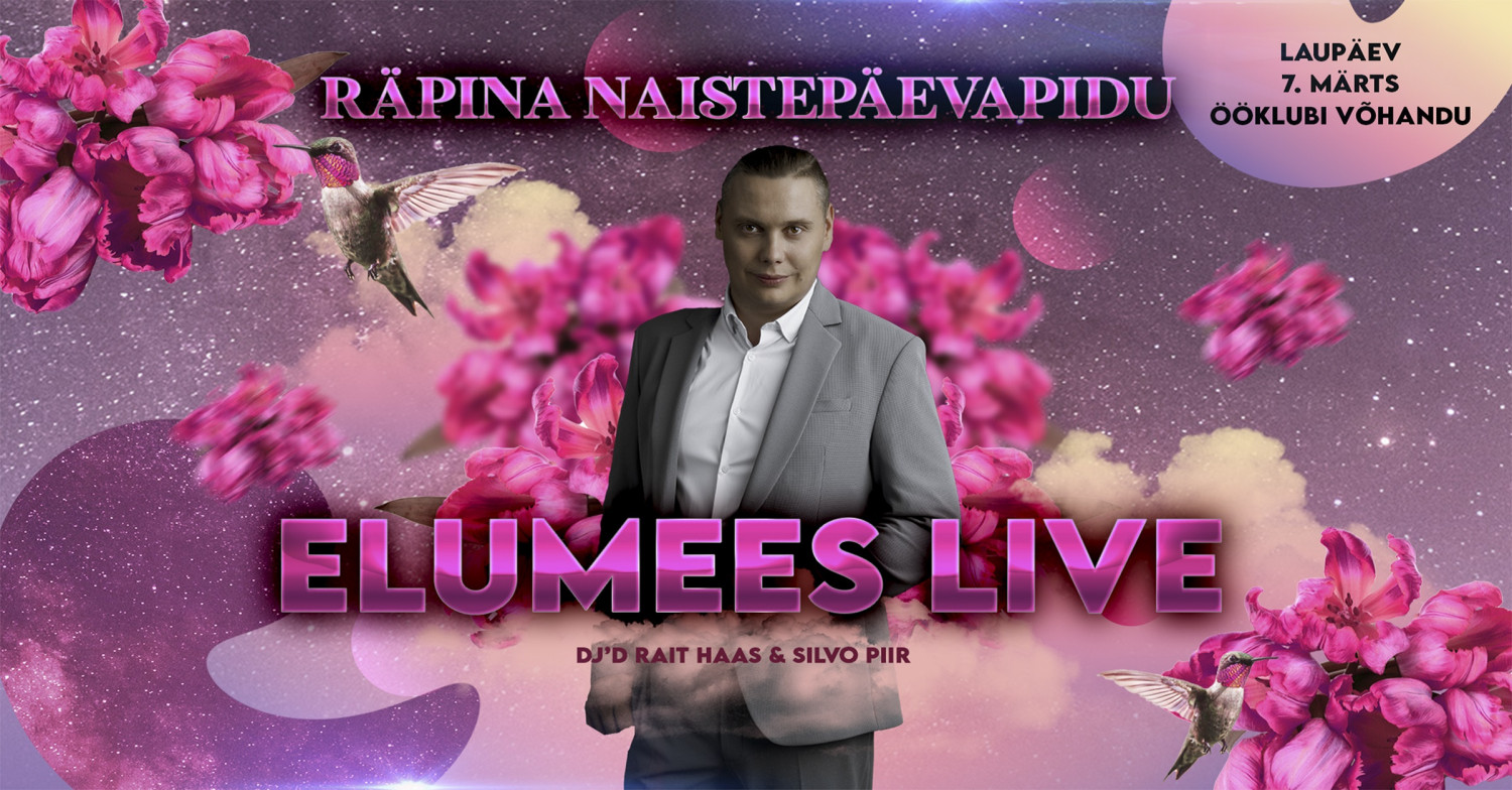Laupäeval 7. märtsil, algusega 23:00Räpina, ööklubi VõhanduRÄPINA NAISTEPÄEVAPIDUELUMEES liveTütarlaste suureks rõõmuks toome Teieni armastatud lembelauliku!DJ 