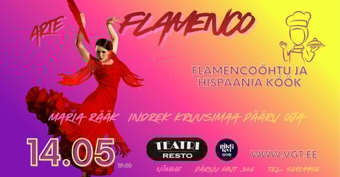 Flamencoõhtu koos elava muusika ja kolmekäigulise õhtusöögiga