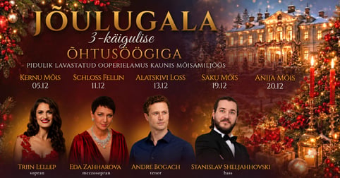 Jõulugala - ooperielamus 3-käigulise õhtusöögiga romantilises mõisamiljöös: Triin Lellep. Eda Zahharova. Andre Bogach. Stanislav Sheljahhovski
