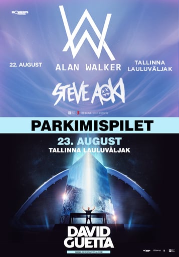 David Guetta ja Steve Aoki+Alan Walker combo parklapiletid