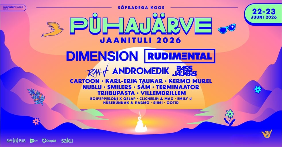 Pühajärve jaanituli 2026 peaesinejateks on Rudimental ja Dimension