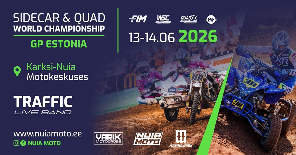 1-päeva pilet 14.06.26 / Külgkorvide motokrossi ja quadide maailmameistrivõistluste etapp Karksi-Nuia Motokeskuses