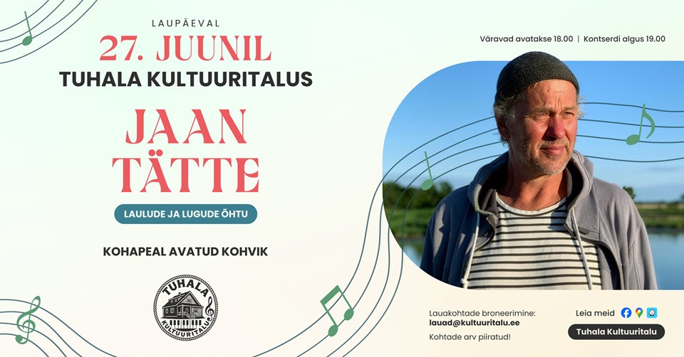 Jaan Tätte laulude ja lugude õhtu / Kontserdid Tuhala Kultuuritalus 2026