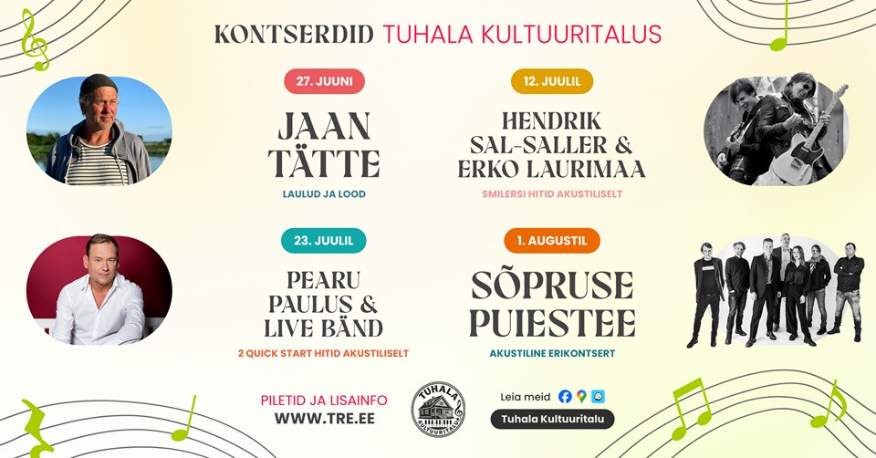 Kontserdid Tuhala Kultuuritalus 2026 / Suvehooaja pass