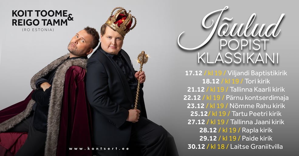 Uute laulude esmaesitlused Koit Toome ja Reigo Tamme jõulukontsertidel
