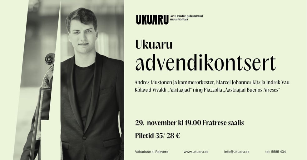 Ukuaru advendikontsert: Andres Mustonen, Marcel Johannes Kits ja Indrek Vau