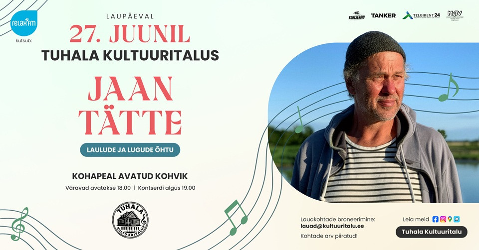 Jaan Tätte laulude ja lugude õhtu / Kontserdid Tuhala Kultuuritalus 2026