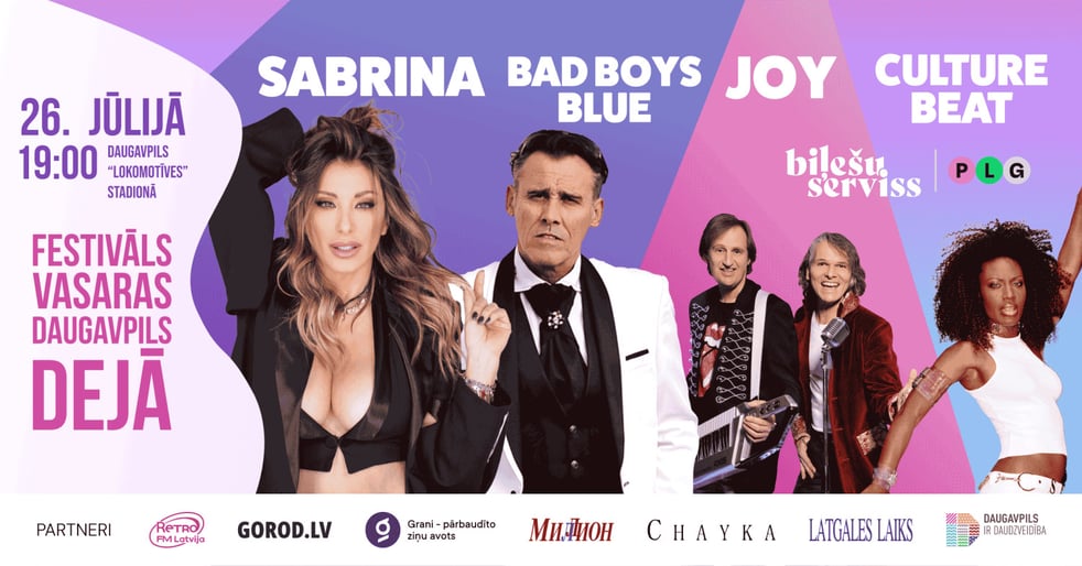 Festivāls 'Vasaras Daugavpils dejā'. Sabrina, Culture Beat, Bad Boys Blue, Joy.