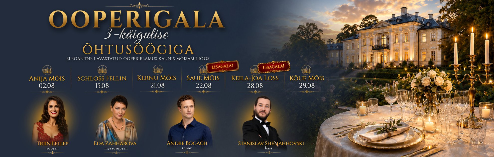 Ooperigala õhtusöögiga kaunis mõisamiljöös
